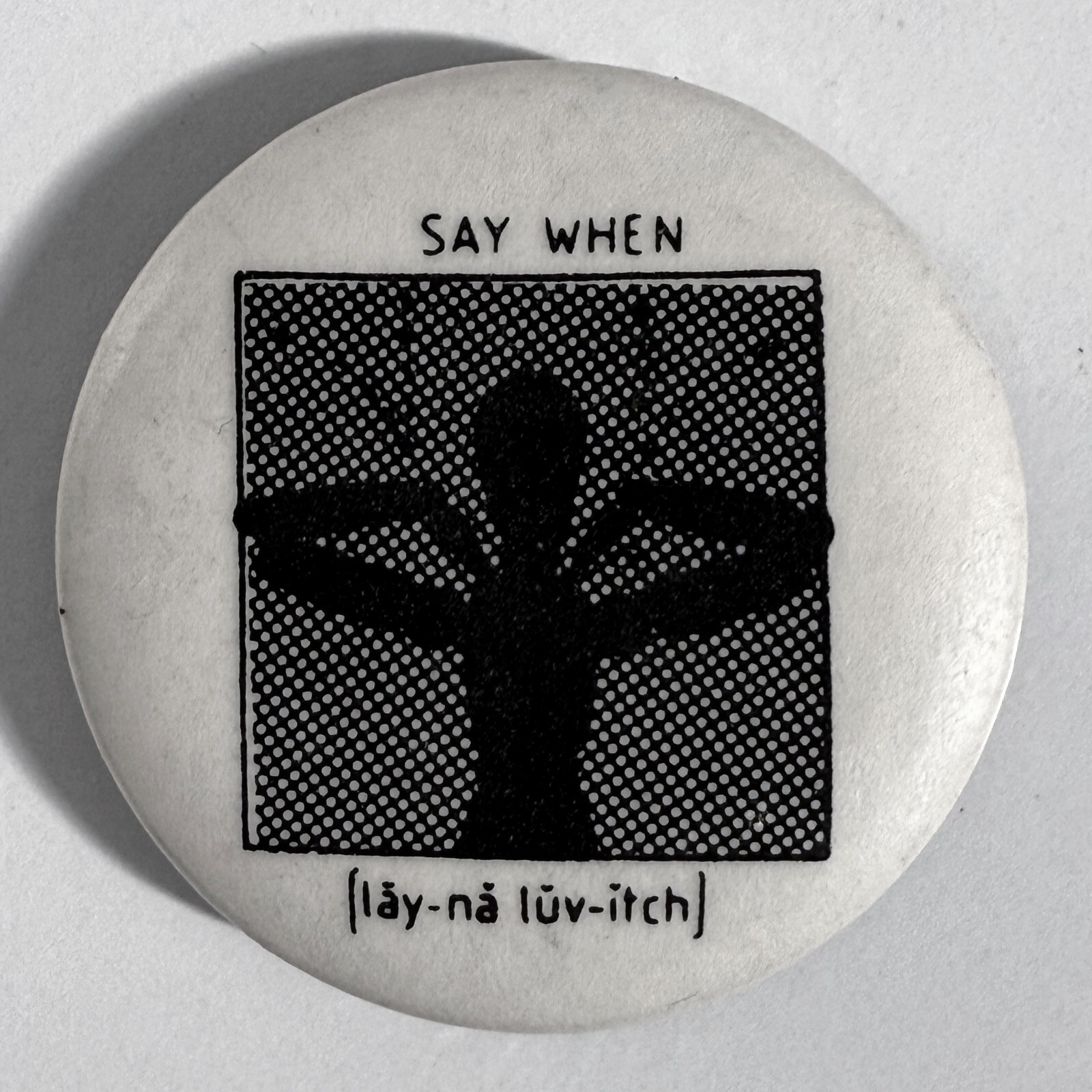 RARE Vintage 1979 LENE LOVICH promo pin STIFF Records button Say When badge 1.2\