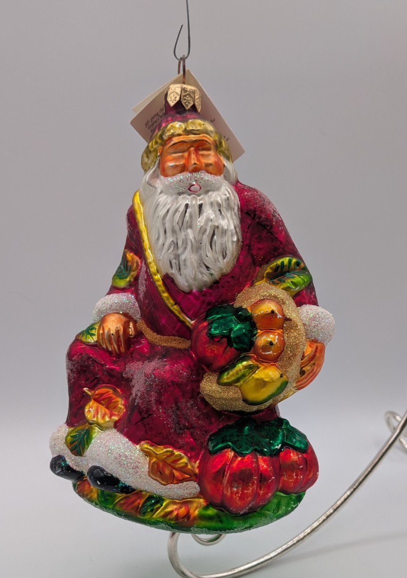 Vtg Christopher Radko Santa In Autumn Limited Series Hand Blown Ornament Rare
