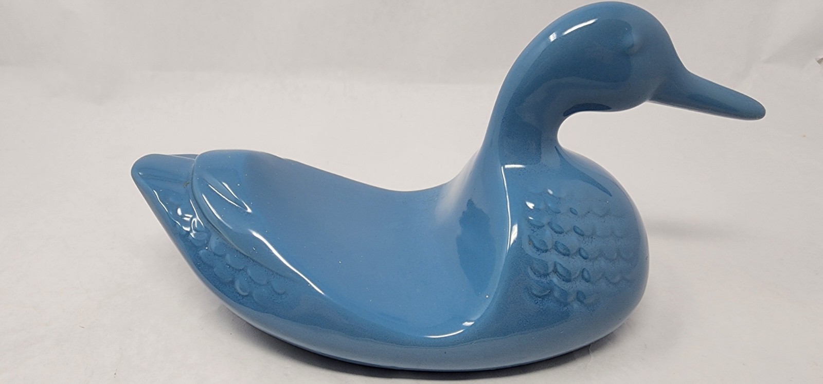 ​Vintage 1950s Mid Century Modern Blue Ceramic Duck Figurine Planter MCM 11\