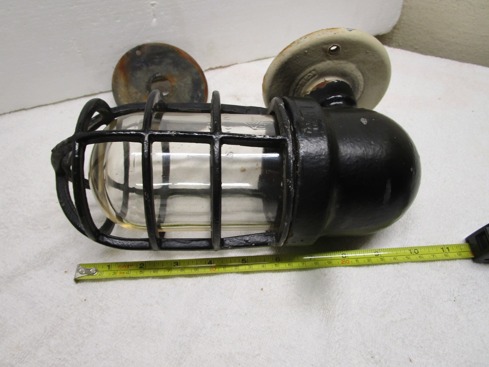 Vintage Crouse-Hinds Industrial Explosion Proof Cage Wall Light Clear Globe 
