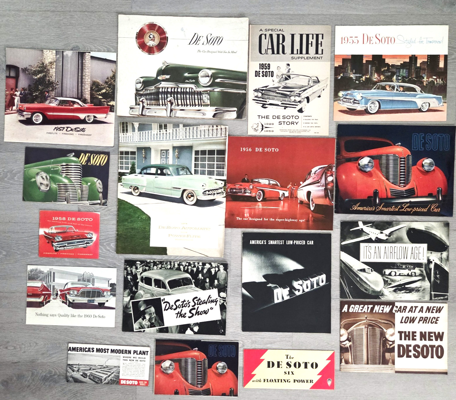 Vintage DeSoto Sales Brochure Lot of 17 Firedome Fireflite Mopar Dealer Ads 50s