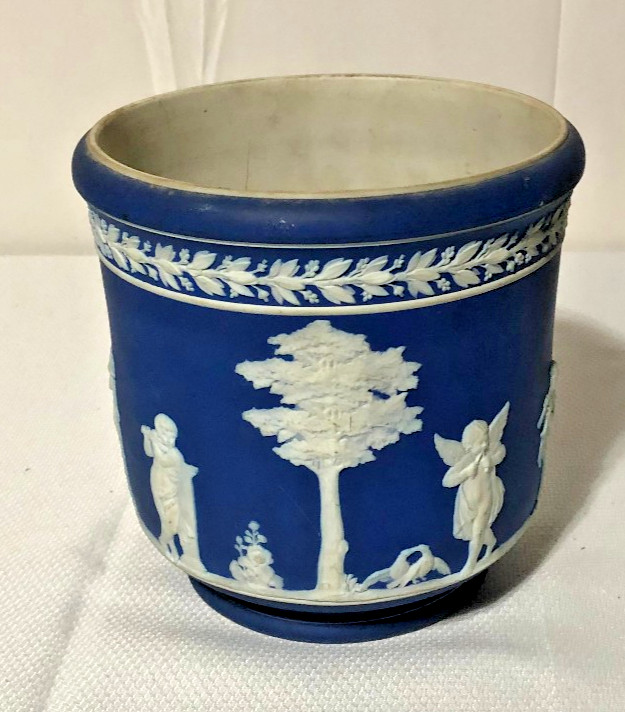 Antique Victorian Deep Cobalt Blue Jasperware 7