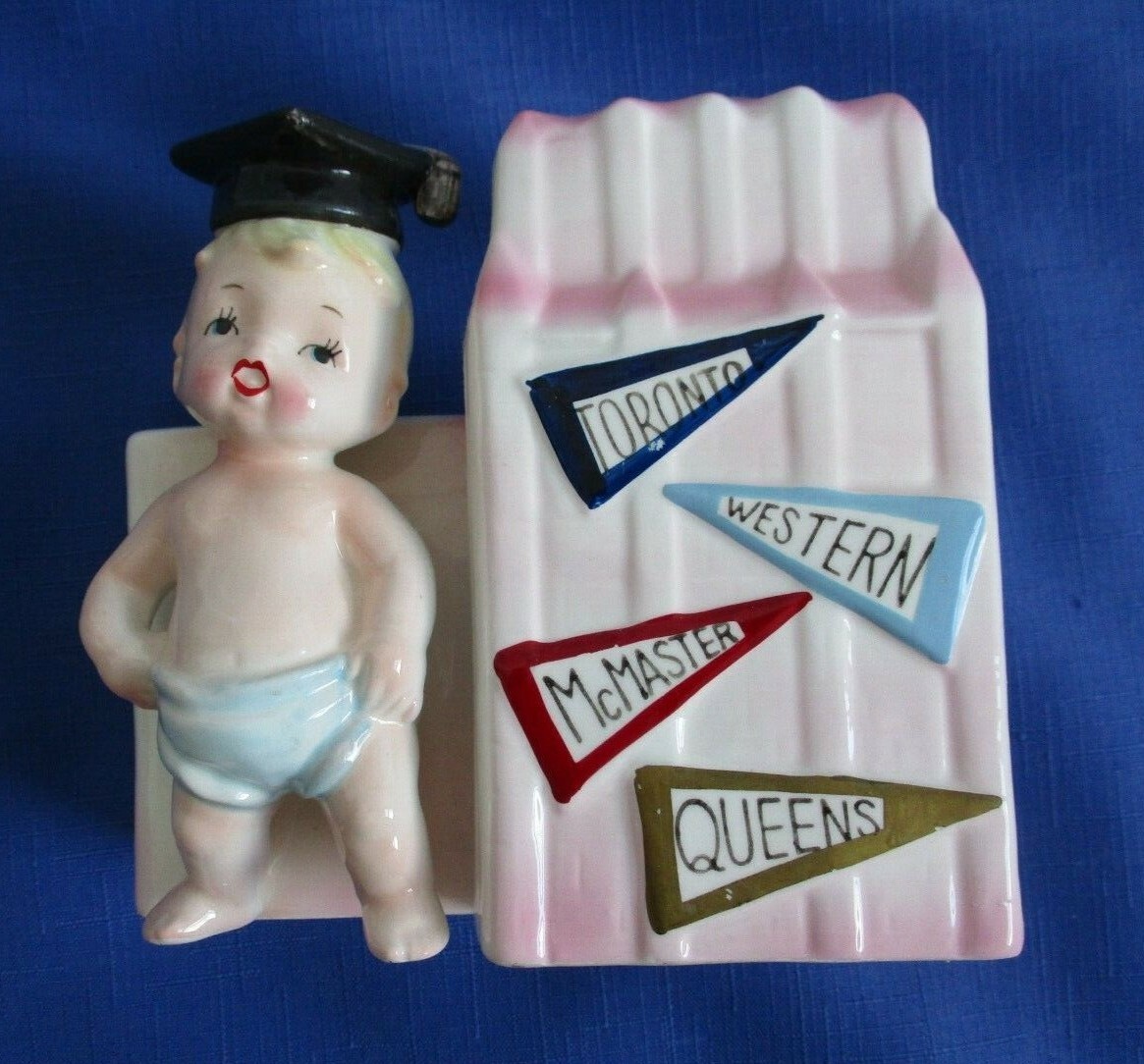 Very Rare Vintage 1961 Ceramic Baby Planter Graduate Canada Sampson Japan 5108A
