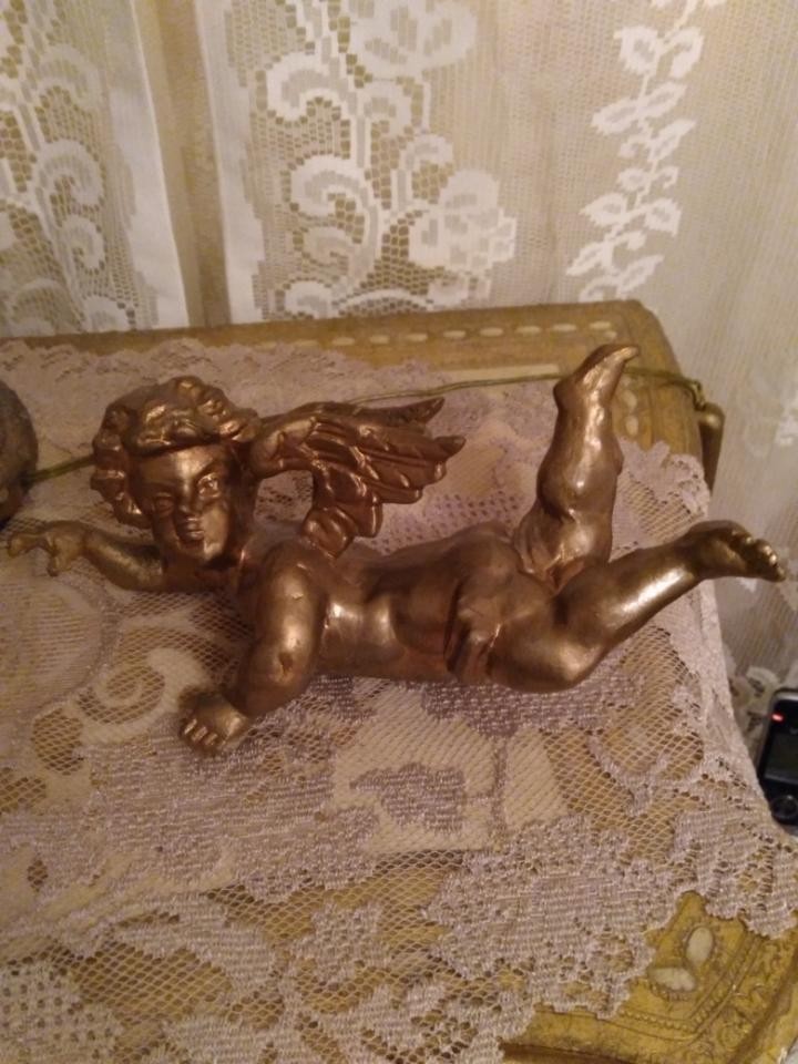 Vintage Italian Baroque Gold Gilt Composition Cherub Putti Angel