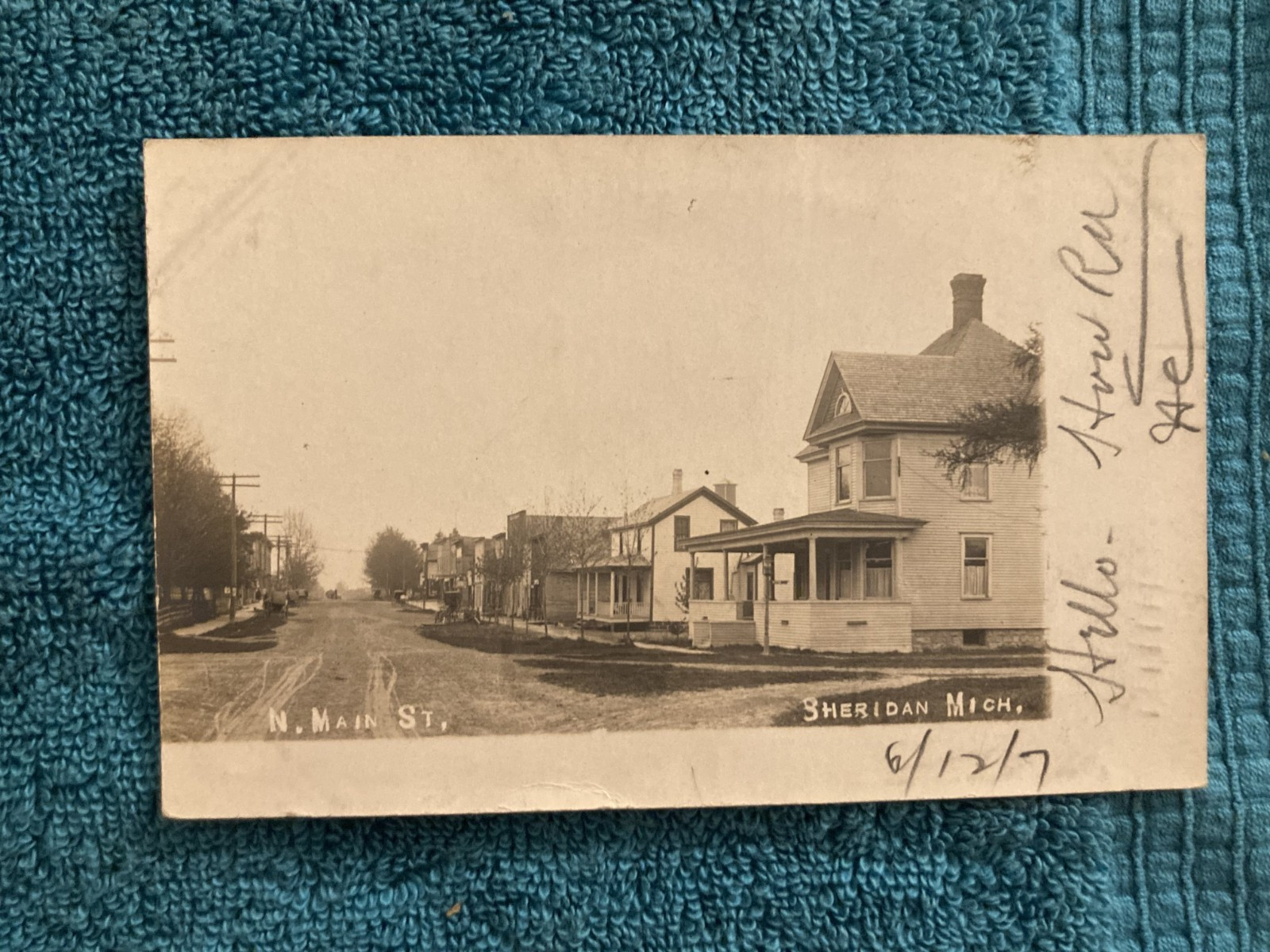 RPPC Sheridan Michigan Residential Main Street JH Cave Photo Posted 1907