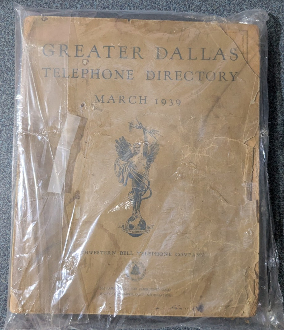 VTG Paper Greater Dallas Telephone Directory March 1939 SW Bell Telephone CO
