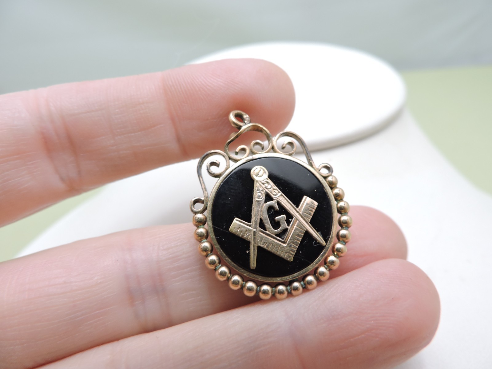 Vintage 10k Gold Masonic & Gold filled Mens Pendant / Watch Fob RARE
