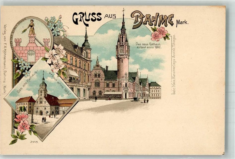 13571547 - 1701 Dahme lithograph the old town hall anno 1692 coat of arms the 13571547 - 1701 Dahme lithograph the old town hall anno 1692 coat of arms the