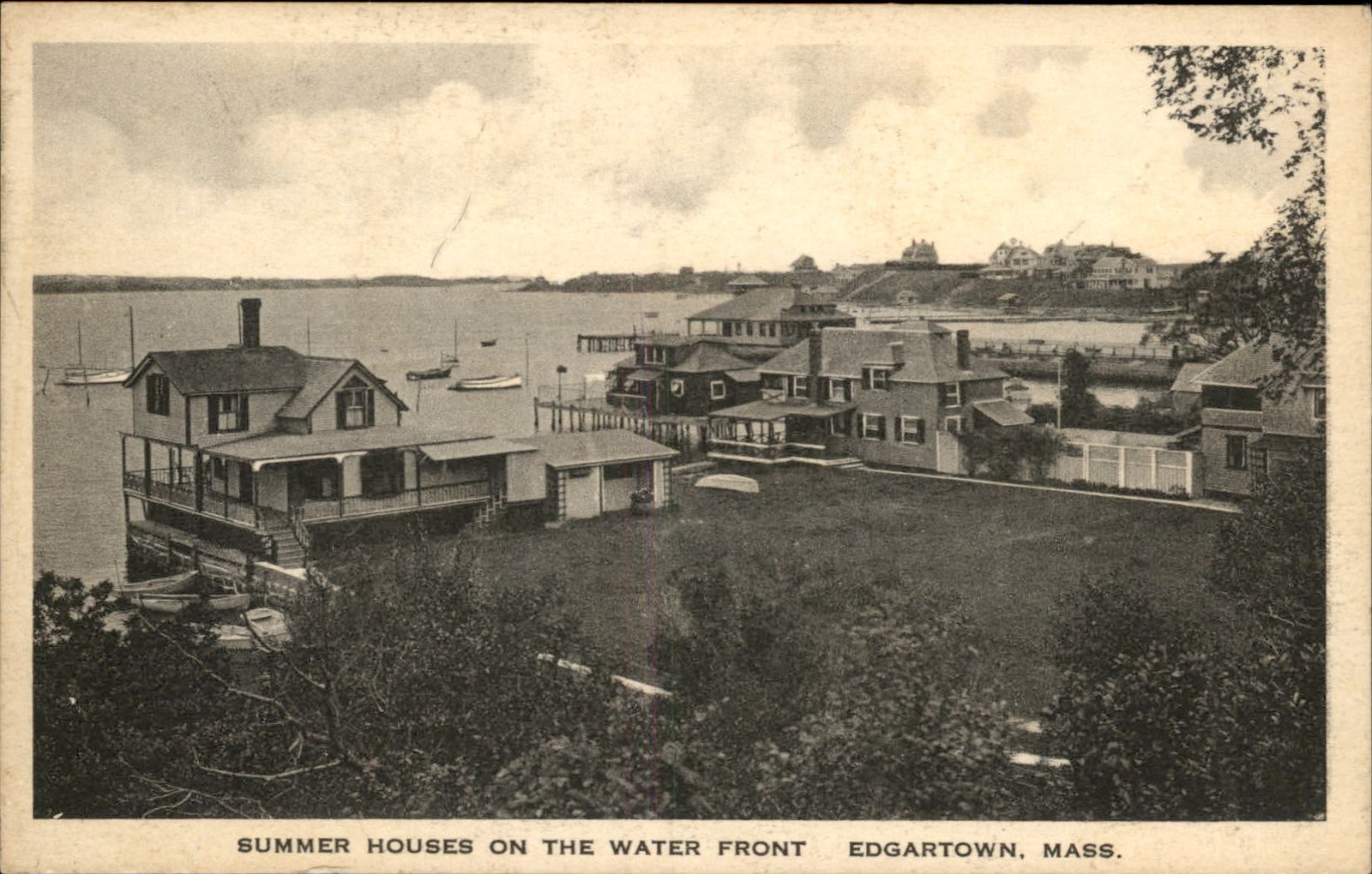 Edgartown MA Summer Houses on the Waterfront c1900s-10s Vintage Postcard bhn