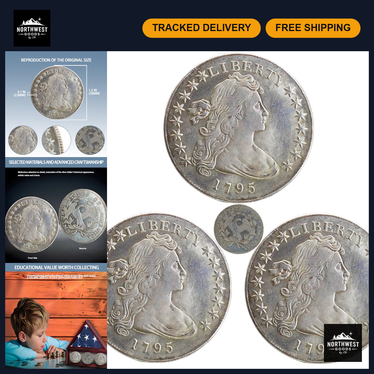 1795 Liberty Peace Coin Replica Set - Exquisite Relief Design for Collectors & G