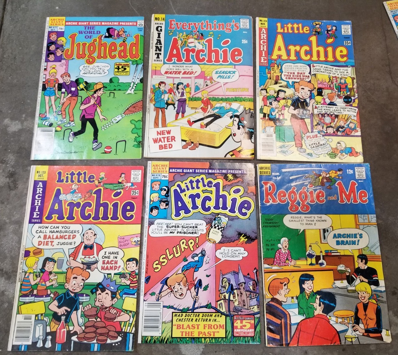 Little Archie 123 124 Giant Series Jughead 14 570 577 Reggie 34, Lot Of 6