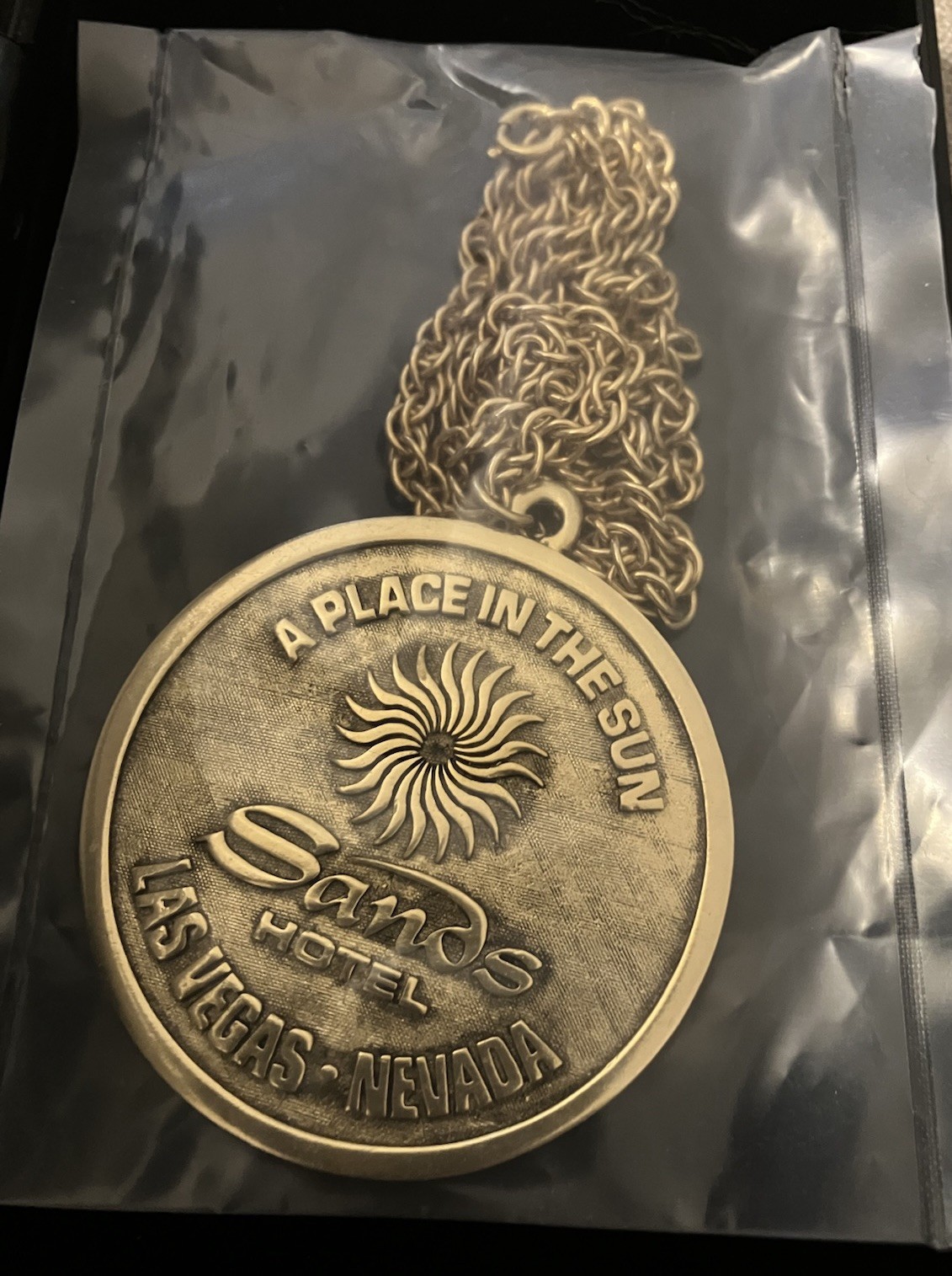 Sands Hotel Casino Las Vegas 21st 1952-1973 Anniversary Medallion Chain 30