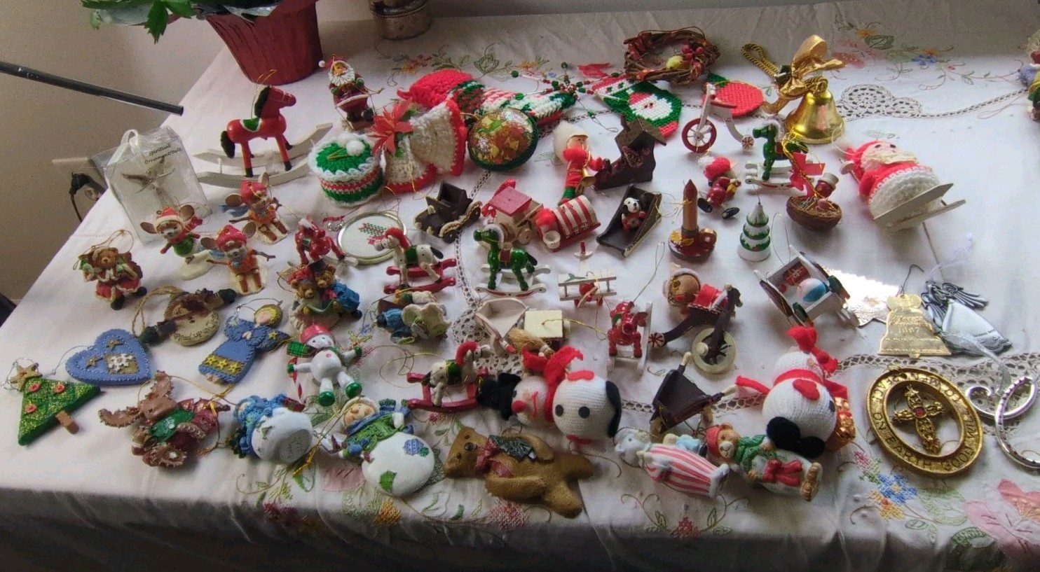 Vintage Christmas Ornaments Lot Of 62 Wood, And Mixed Material 