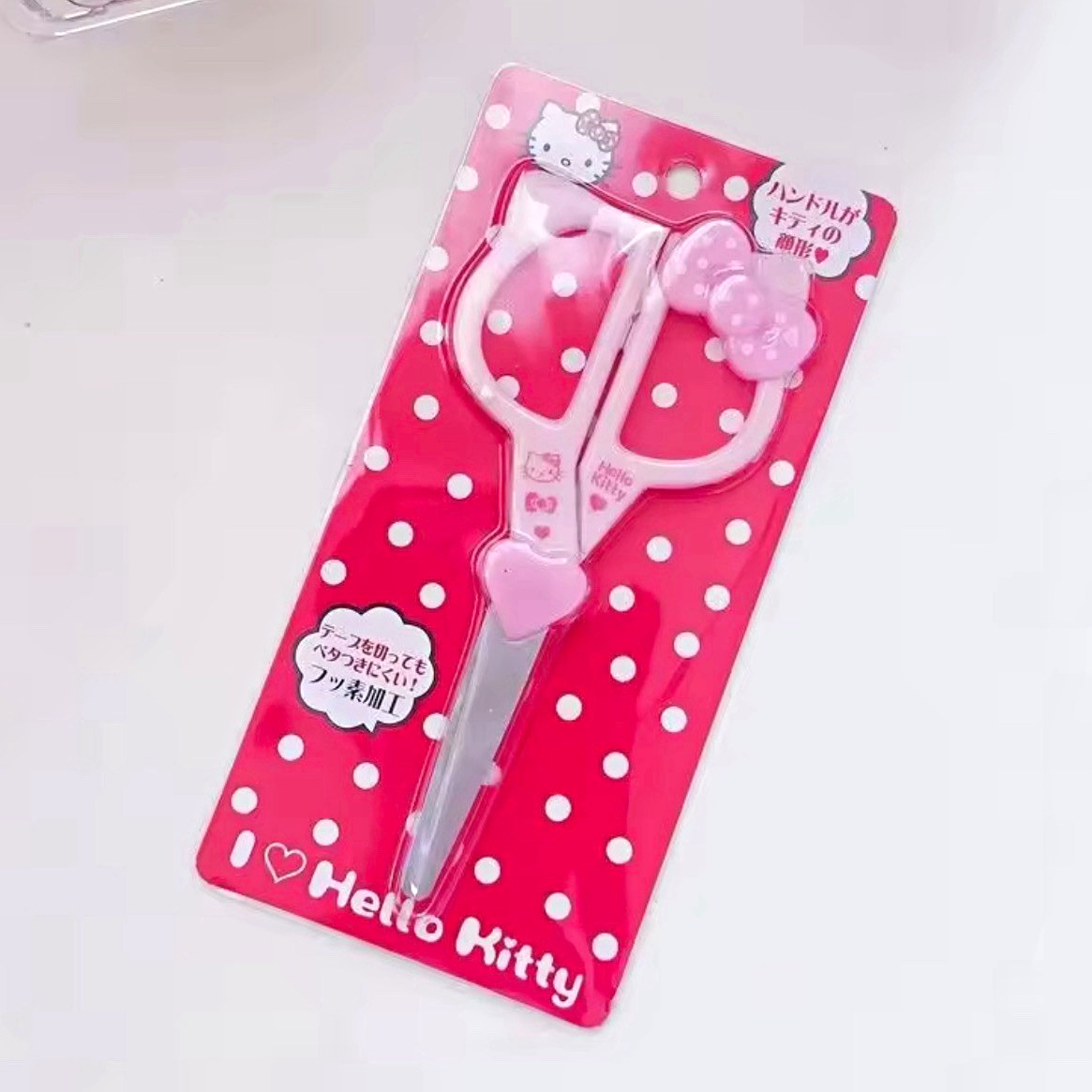 Pink & White Polka Dot Scissors with Cover, Plastic & Metal