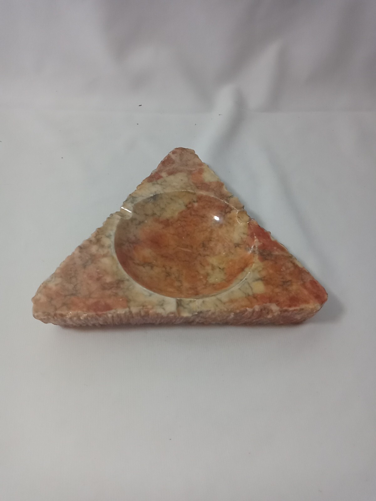 1960s Antique Italian Burnt Orange With Coral Alabaster Ashtray