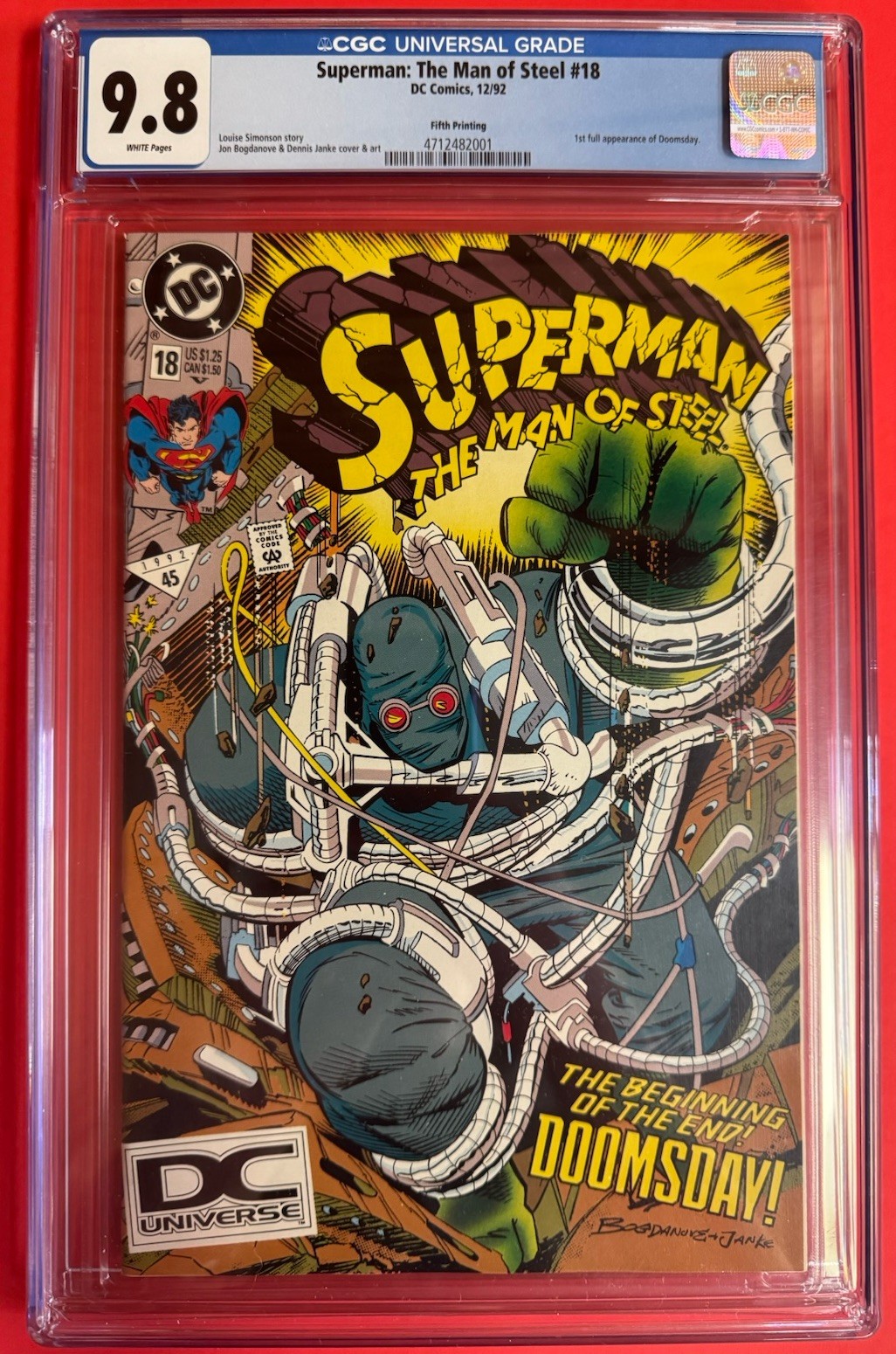 Superman: The Man Of Steel #18 DC Comics 12/92 Fifth Printing  CGC-9.8 DC Logo