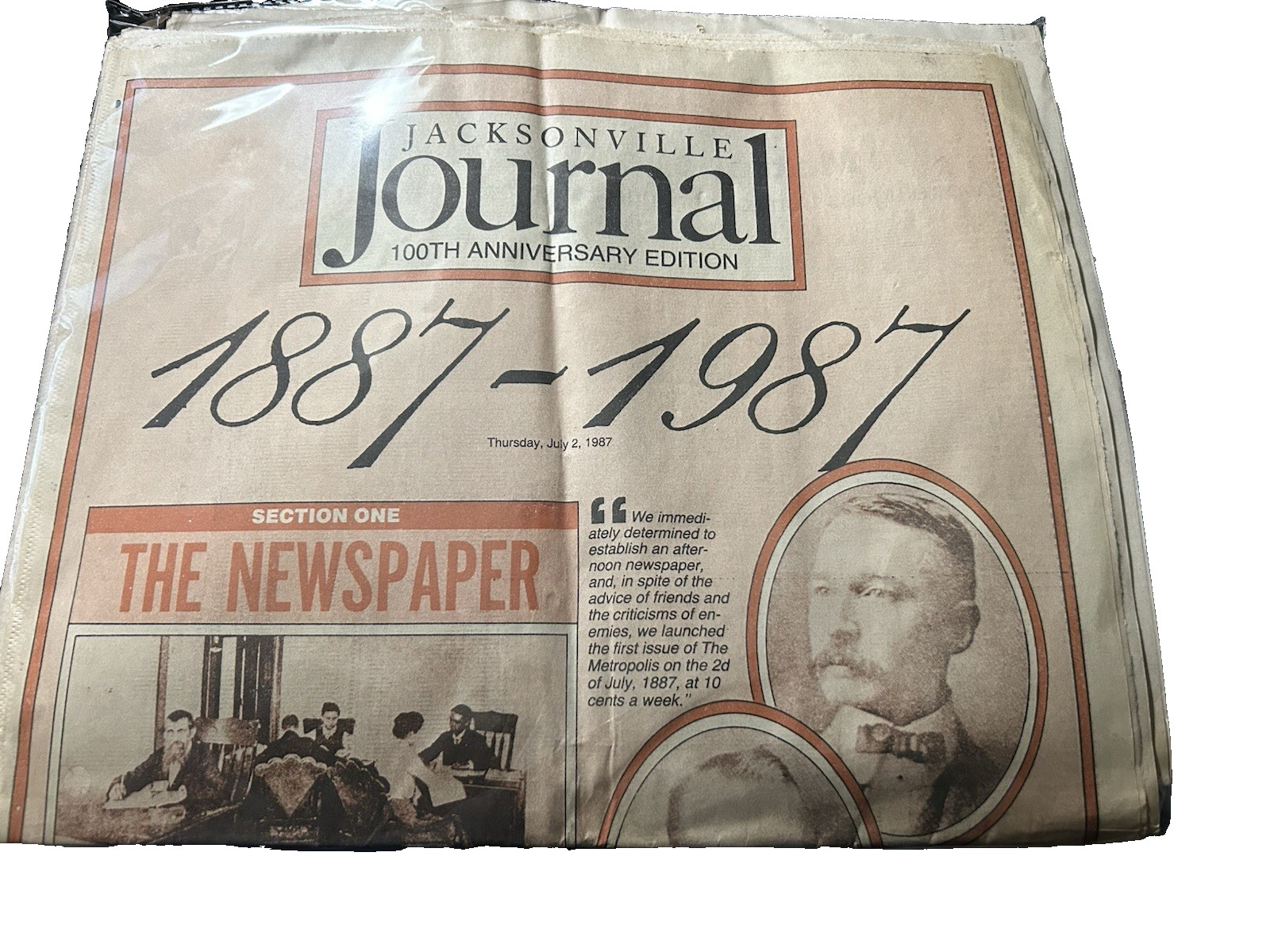 Jacksonville Journal 100th Year Anniversary Edition Rare HTF 1887-1987