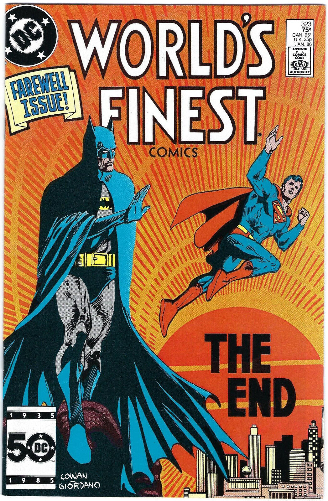 World\'s Finest 323 DC Comics 7.5 VF- 1986 Direct Farewell Last Issue Low Print