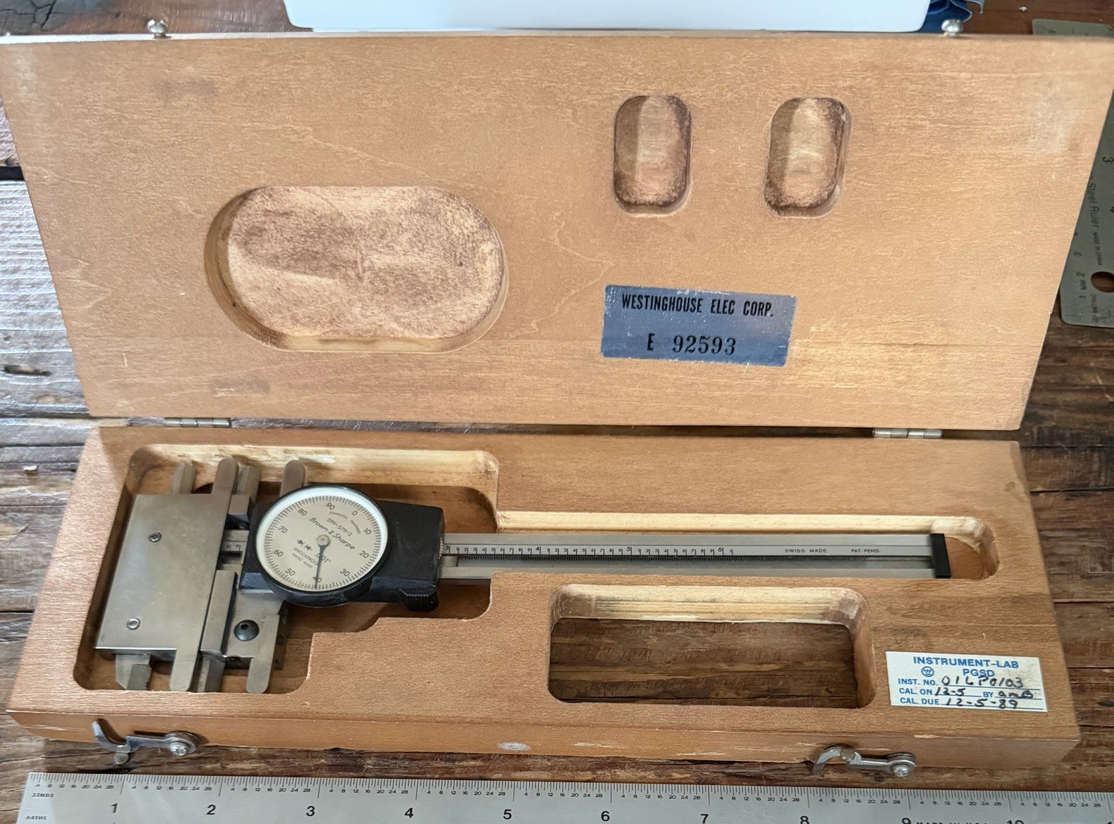 Vintage Brown & Sharpe 599-579-2 6in .001 Dial Caliper Swiss Westinghouse Case