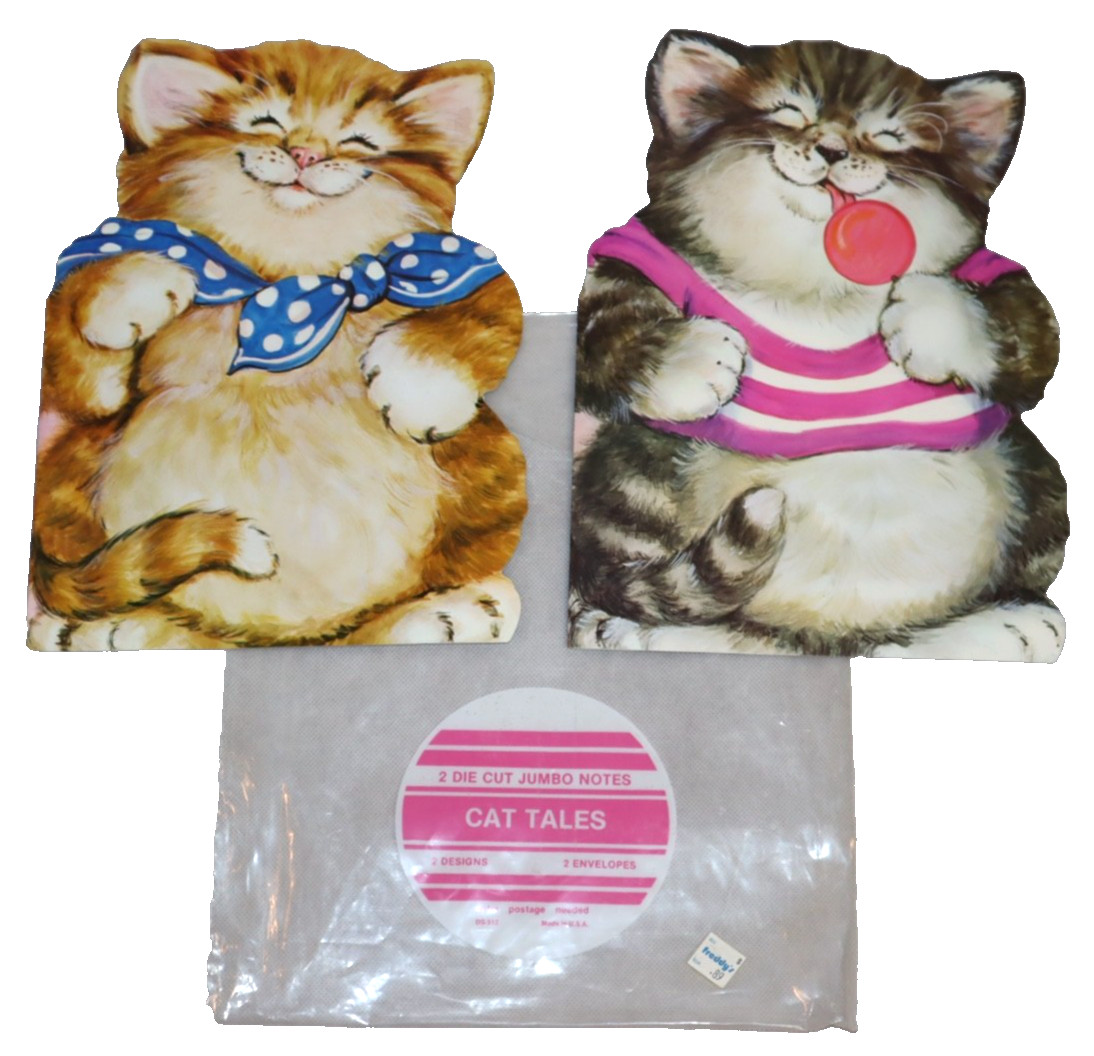 2 VTG GIANT GREETING CARDS CAT TALES 70/80s JUMBO NOTES KITTENS SMILING PURRFECT 2 VTG GIANT GREETING CARDS CAT TALES 70/80s JUMBO NOTES KITTENS SMILING PURRFECT