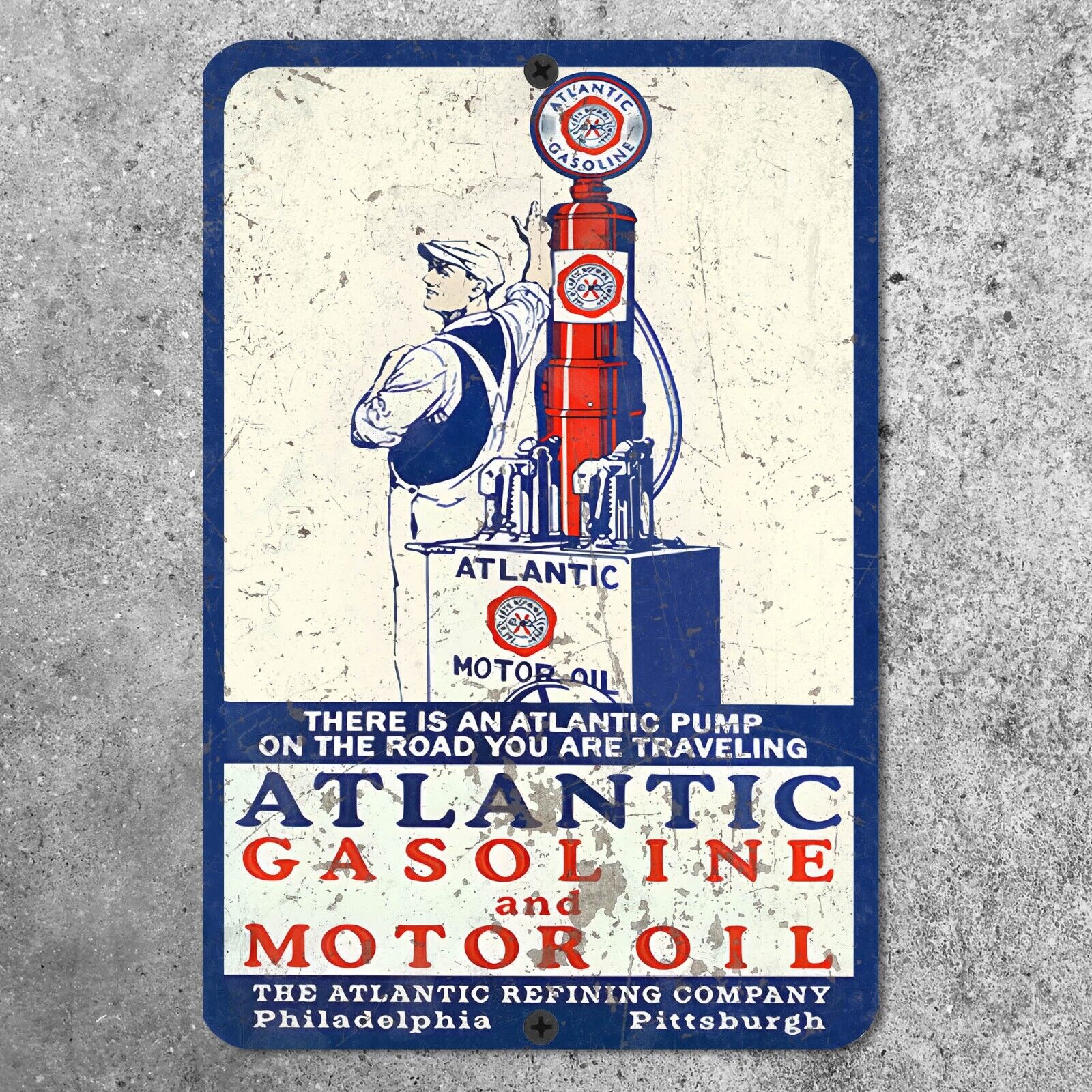 Atlantic Gas Station Metal Sign Vintage Antique Replica 8