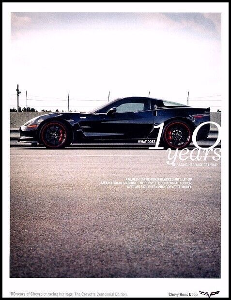 2011 2012 Corvette Centennial Edition Original Advertisement Car Print Ad D85