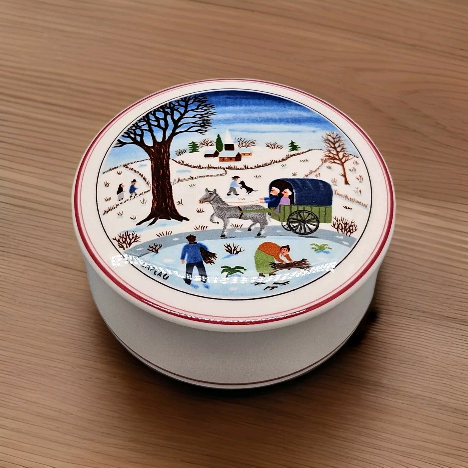 Villeroy Boch Laplau Winter Naif Christmas Candy Trinket Dish French Folkart Villeroy Boch Laplau Winter Naif Christmas Candy Trinket Dish French Folkart