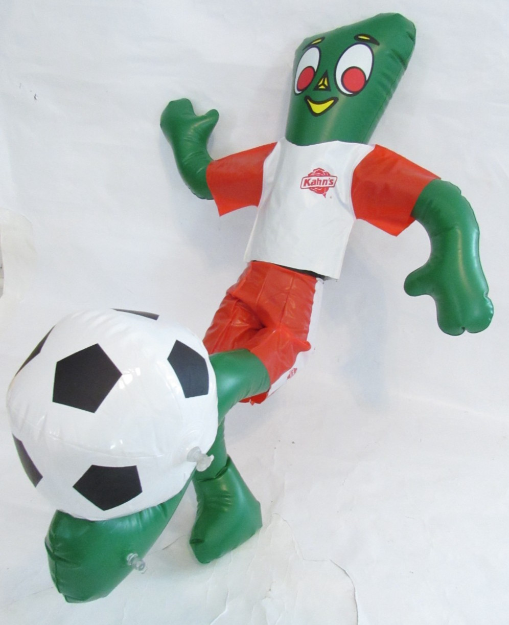 RARE 90's Gumby 3Ft Inflatable Kahn's Soccer Advertising Uniform Store Display