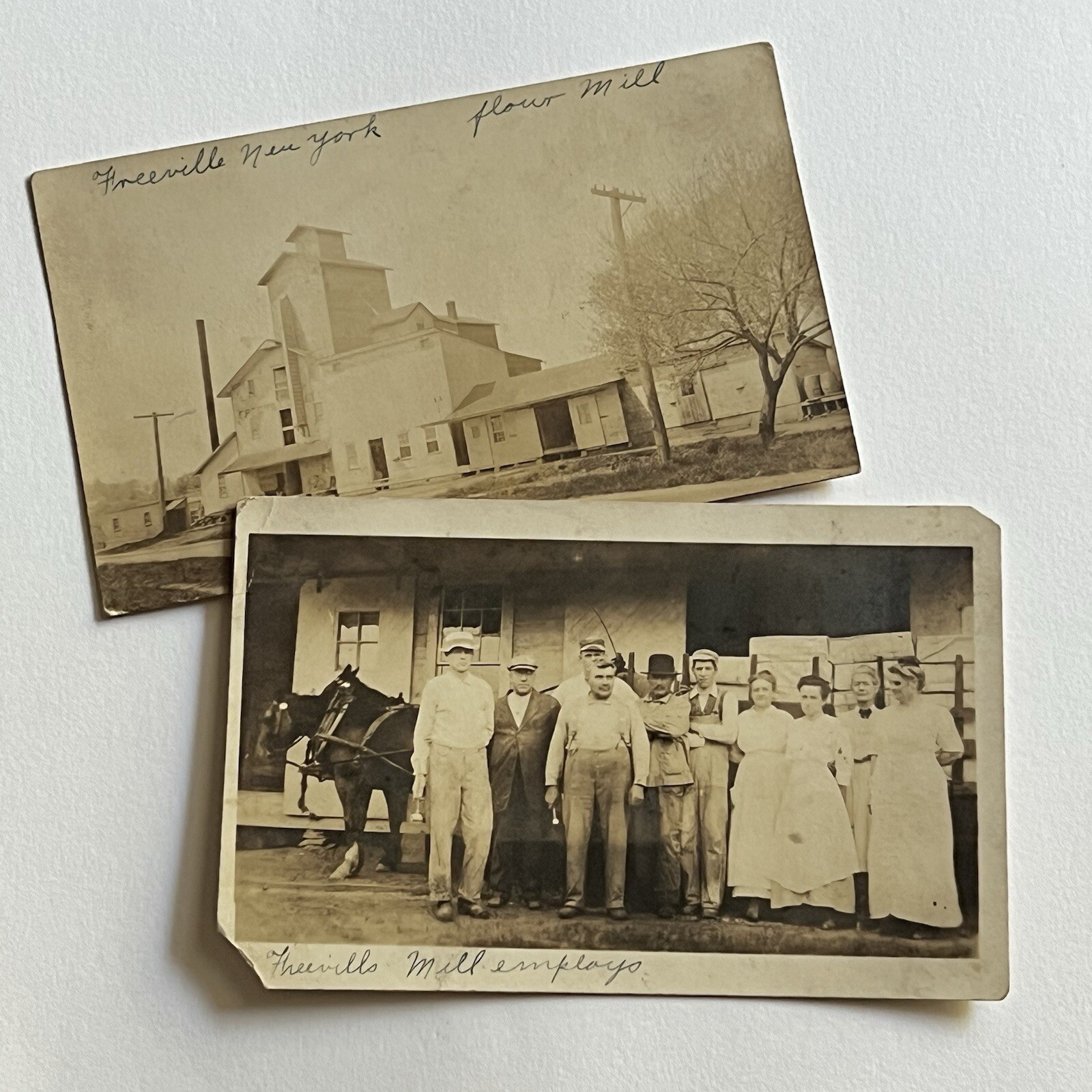 Antique RPPC Real Photograph Flour Mill Building Employees ID Freeville NY