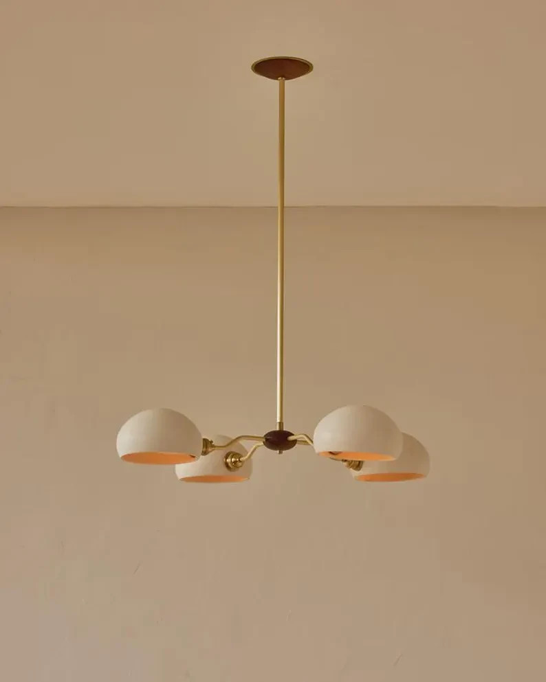 1950s Mid Century Modern Brass Baker Chandelier - Four Arm Chandelier|
