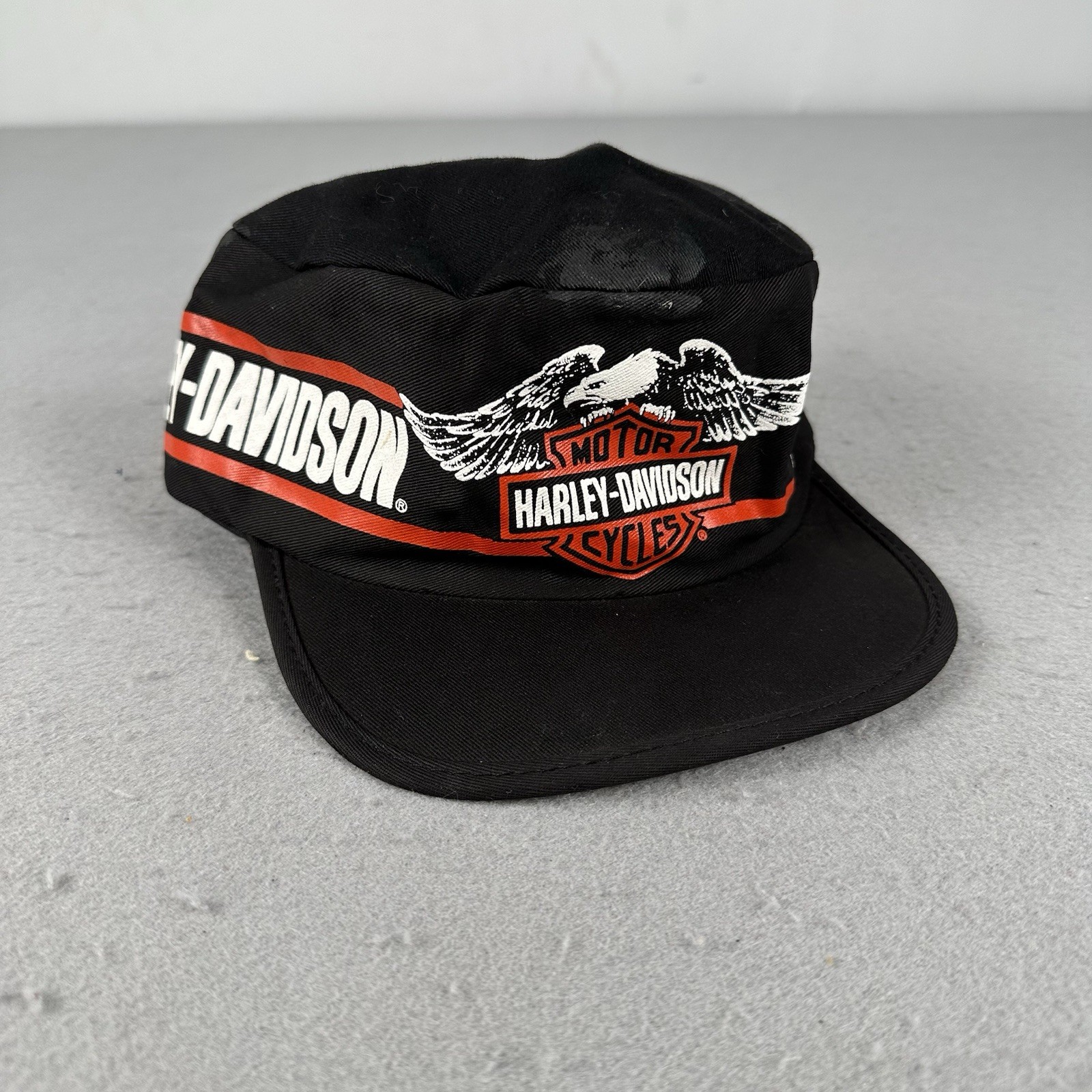 Vtg 1980s Harley Davidson Wrap Around Painters Cap Hat Eagle 80s USA