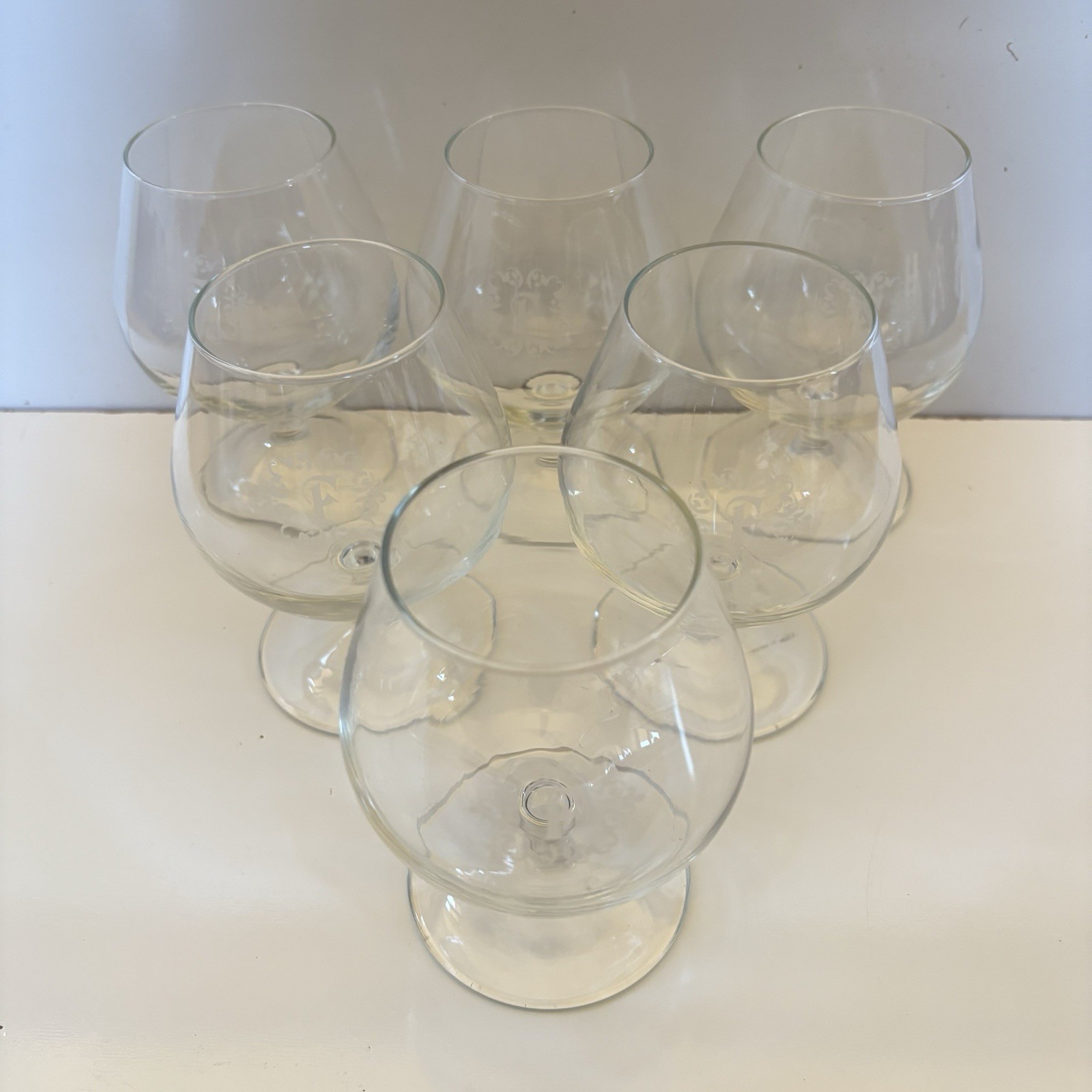 VTG Courvoisier Cognac Brandy France Ribbed Snifters Glasses Lof Of 6