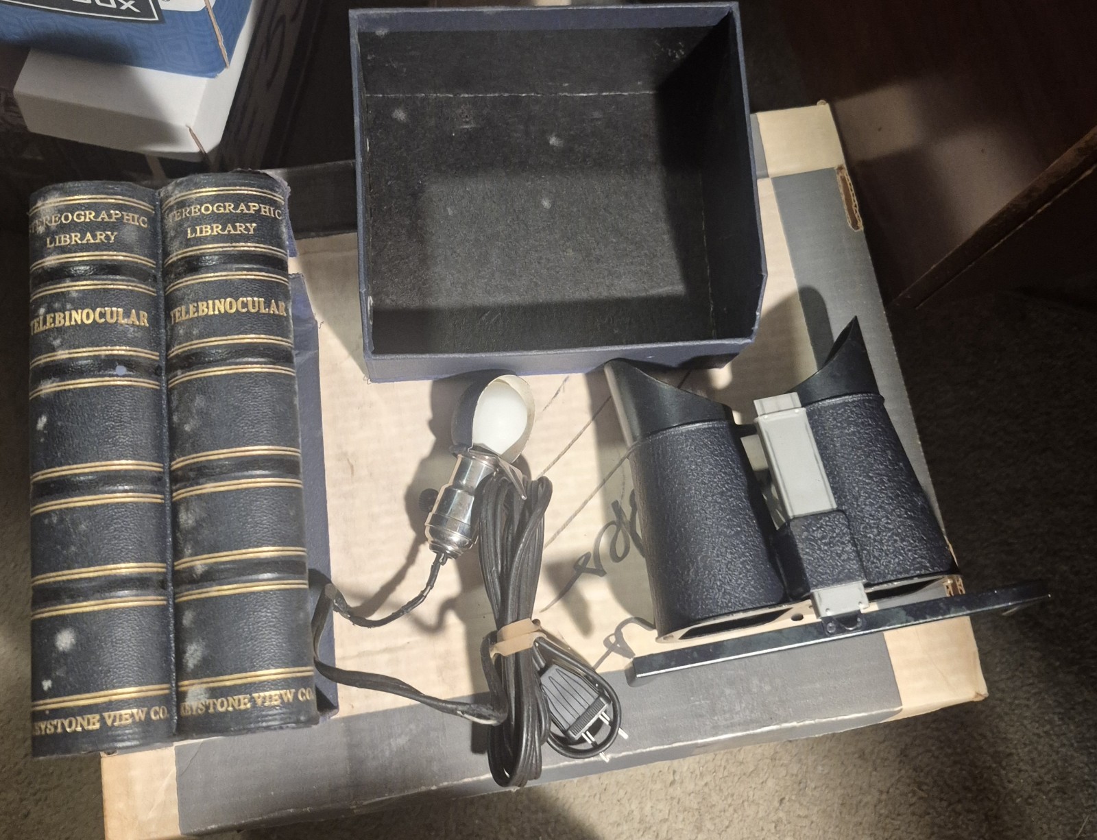 Antique Keystone View Co. Telebinocular with light and box