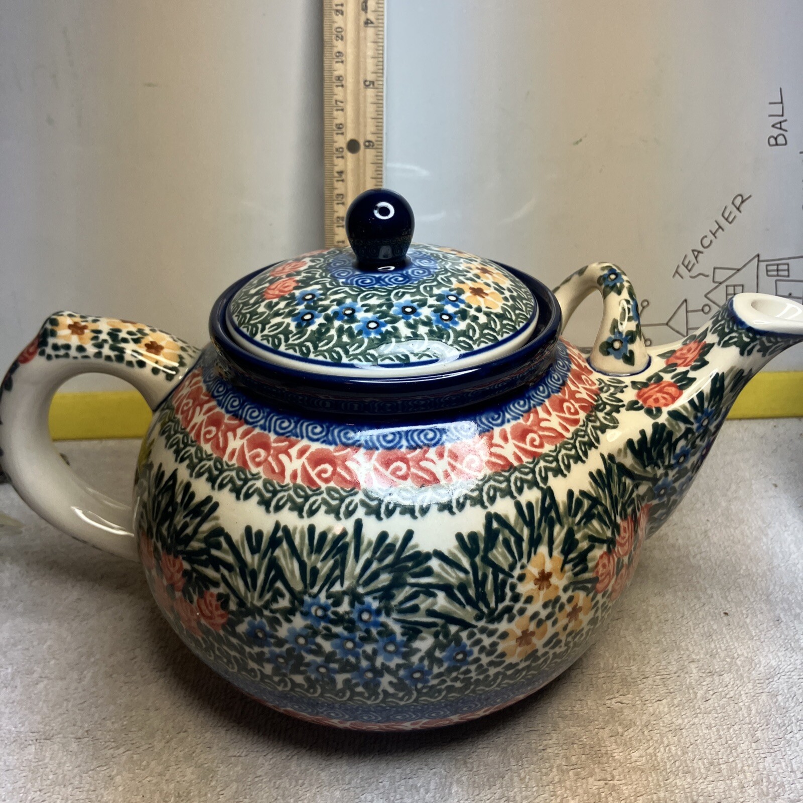 Unikat Polish Pottery Large Teapot Double Handle Two Quarts -1625