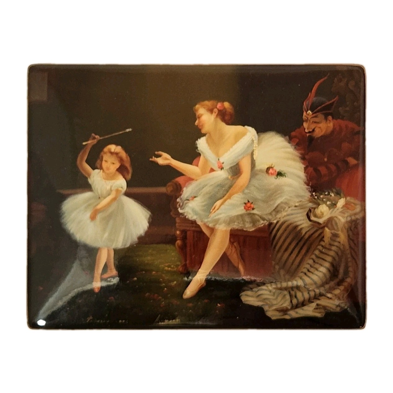 Two Ballerinas Fedoskino Russian Lacquer Box Two Ballerinas Fedoskino Russian Lacquer Box