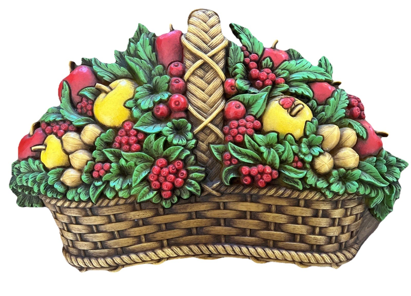 Retro 1978 Homco Plastic Fruit Basket Wall Hanging Molded Decor USA