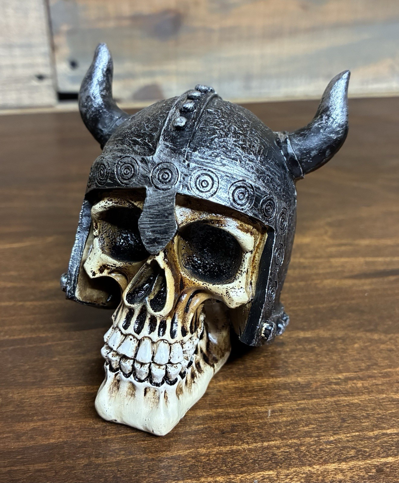SKULL WITH VIKING HELMET  3 1/4\