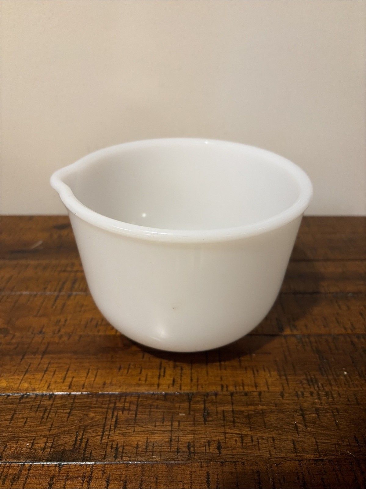 Vintage Glasbake White Milk Glass Mixing Bowl with Spout Made for Sunbeam #20CJ