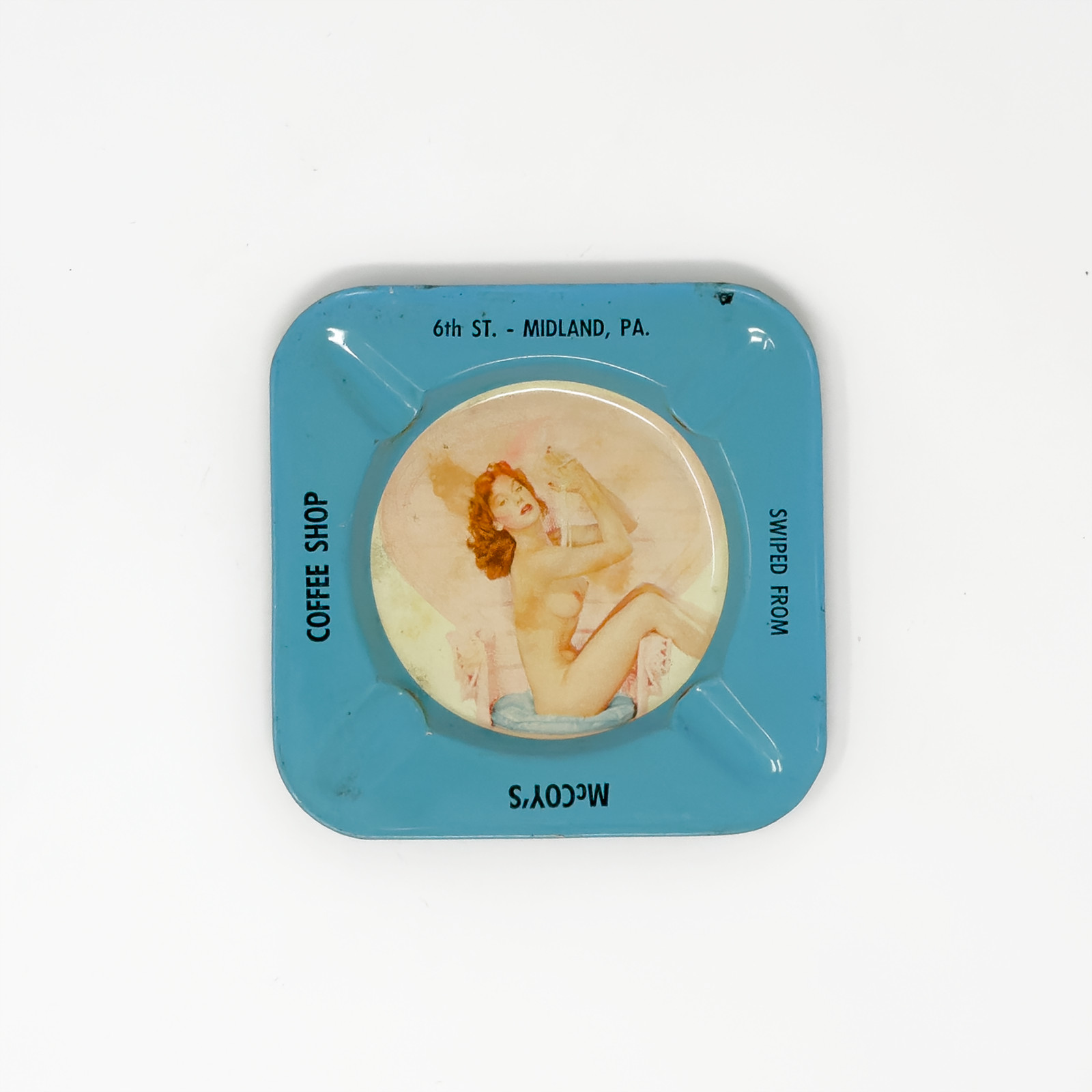 McCoy's Coffee Shop 'Swiped From' Pin-Up Tin Ashtray (2 of 3)