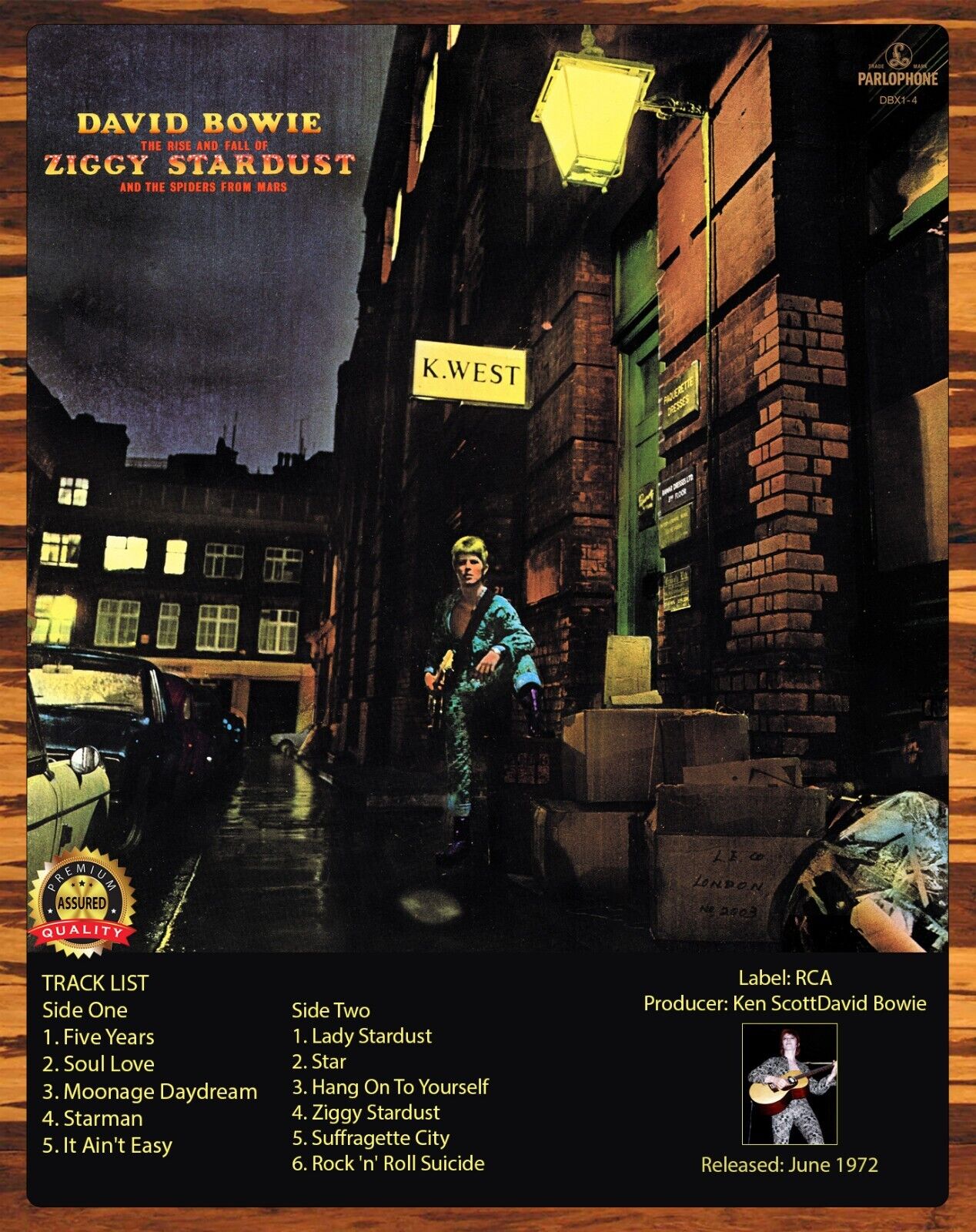 David Bowie - Rise And Fall of Ziggy Stardust - 1972 - Metal Sign 11 x 14