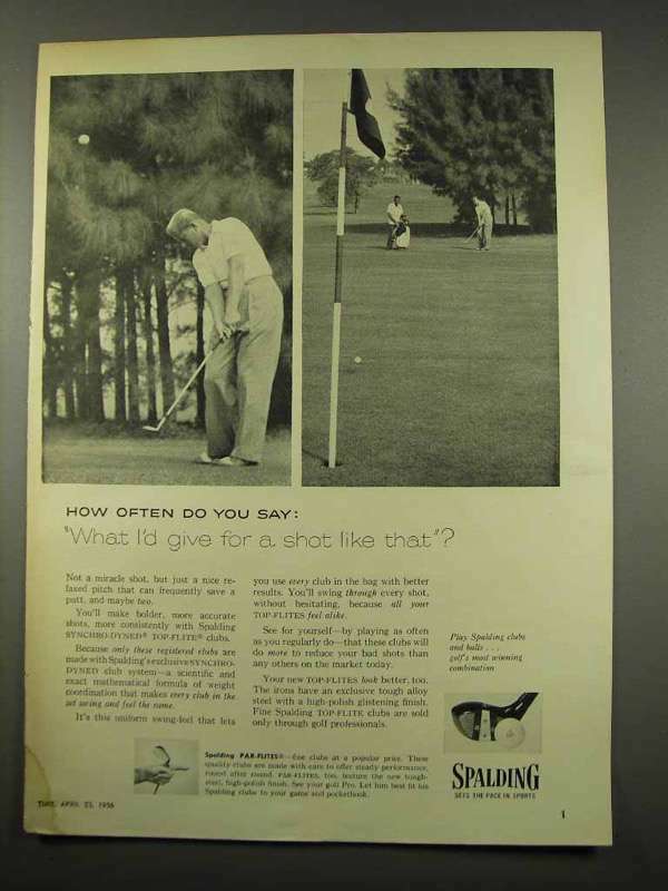 1956 Spalding Syncro-Dyned Top-Flite Golf Clubs Ad