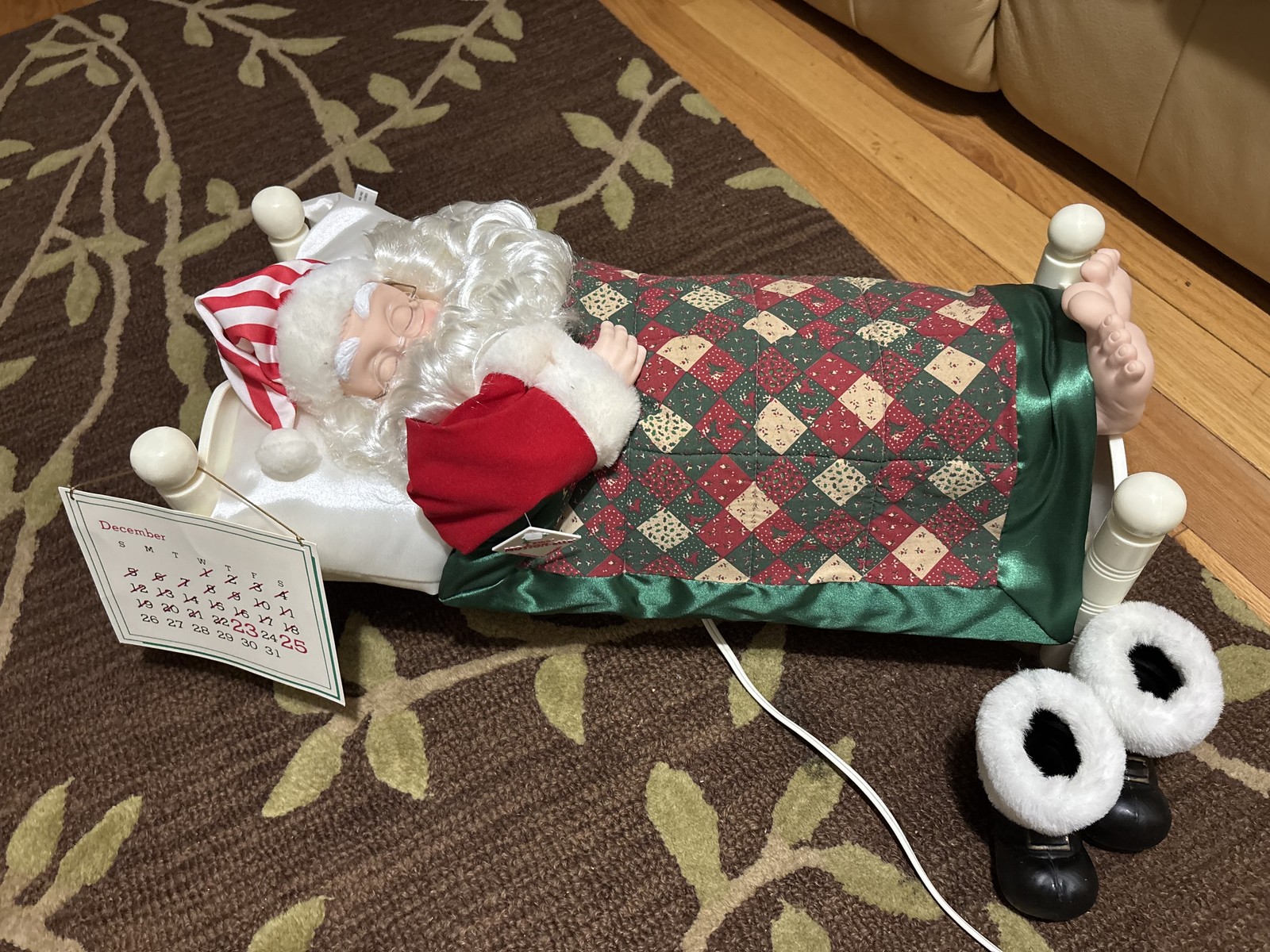 Vintage 1992 Telco Creations Sleeping Animated Santa in Bed Original Box Works Vintage 1992 Telco Creations Sleeping Animated Santa in Bed Original Box Works