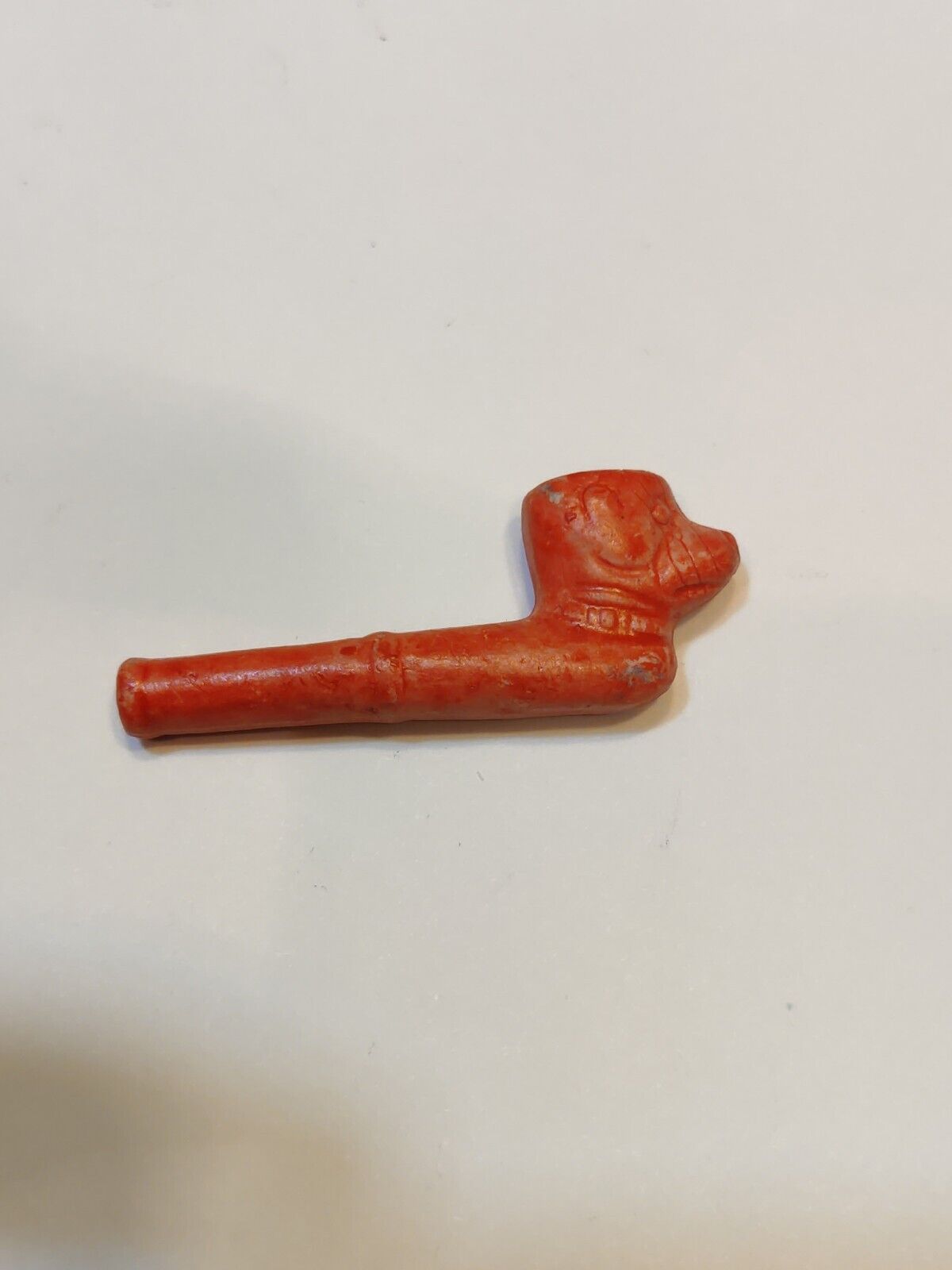 1930\'s CRACKER JACK CERAMIC BISQUE DOG FACE BUBBLE PIPE PREMIUM TOY PRIZE Red