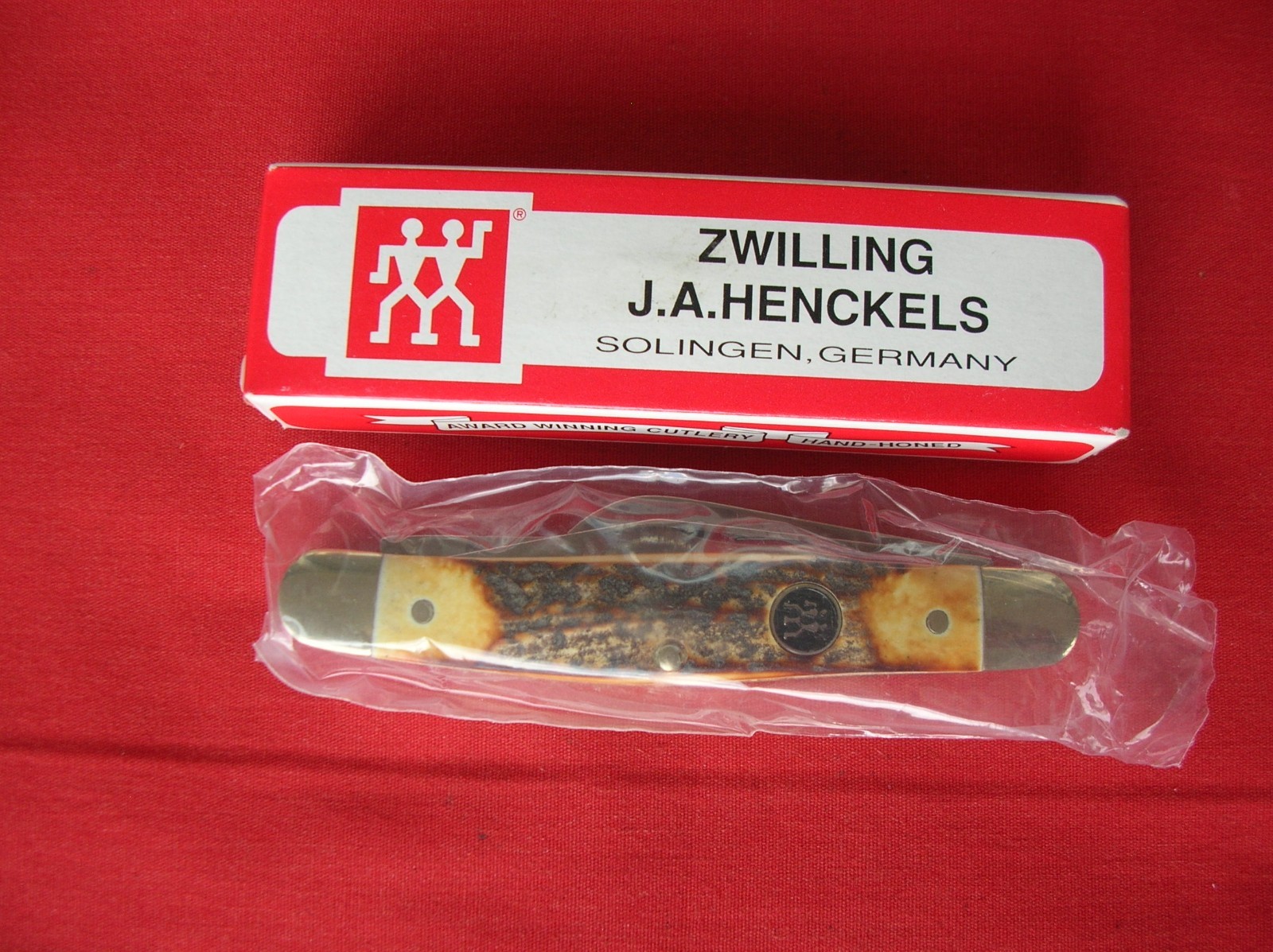 J A HENCKELS GERMANY  HK-3 HS 3 BLADE STOCKMAN STAG HANDLES KNIFE