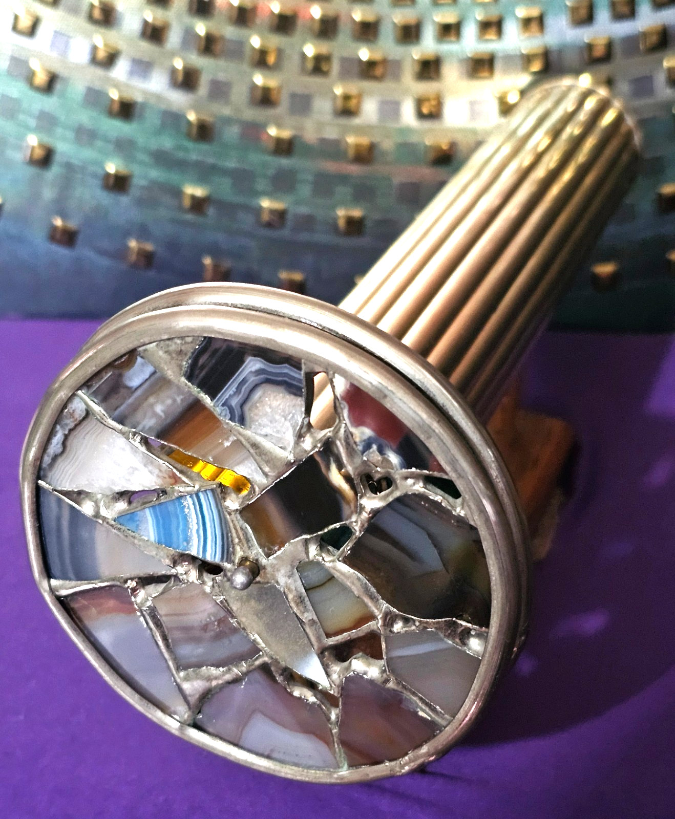 VTG BRASS KALEIDOSCOPE DOUBLE WHEEL 1960'S Signed
