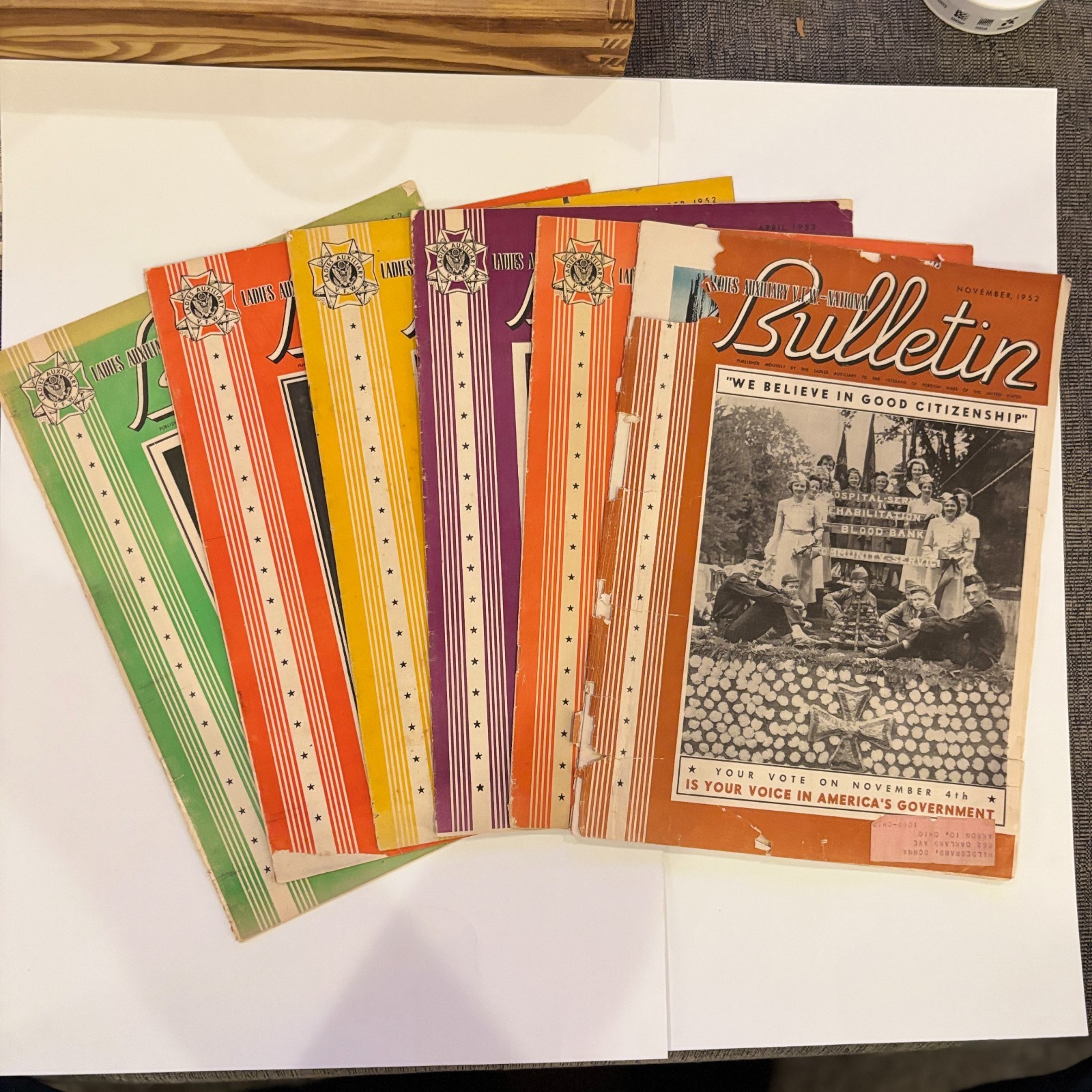 1952–1953 Ladies Auxiliary VFW National Bulletin Lot 6 Issues