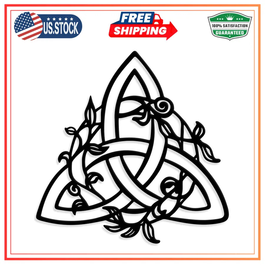 YATEASLU Celtic Cross Wall Art with Triquetra Knot for Home