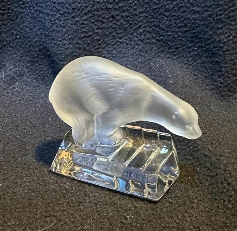 Vintage Goebel Crystal Polar Bear Paperweight Figurine with Label