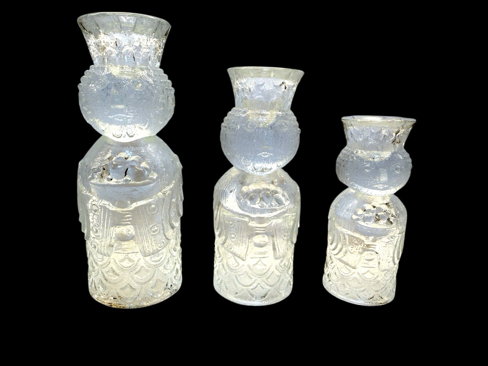Vtg Rosenthal Bjorn Wiinblad THREE WISE MEN Glass Candle Holder Set of 3 - MINT