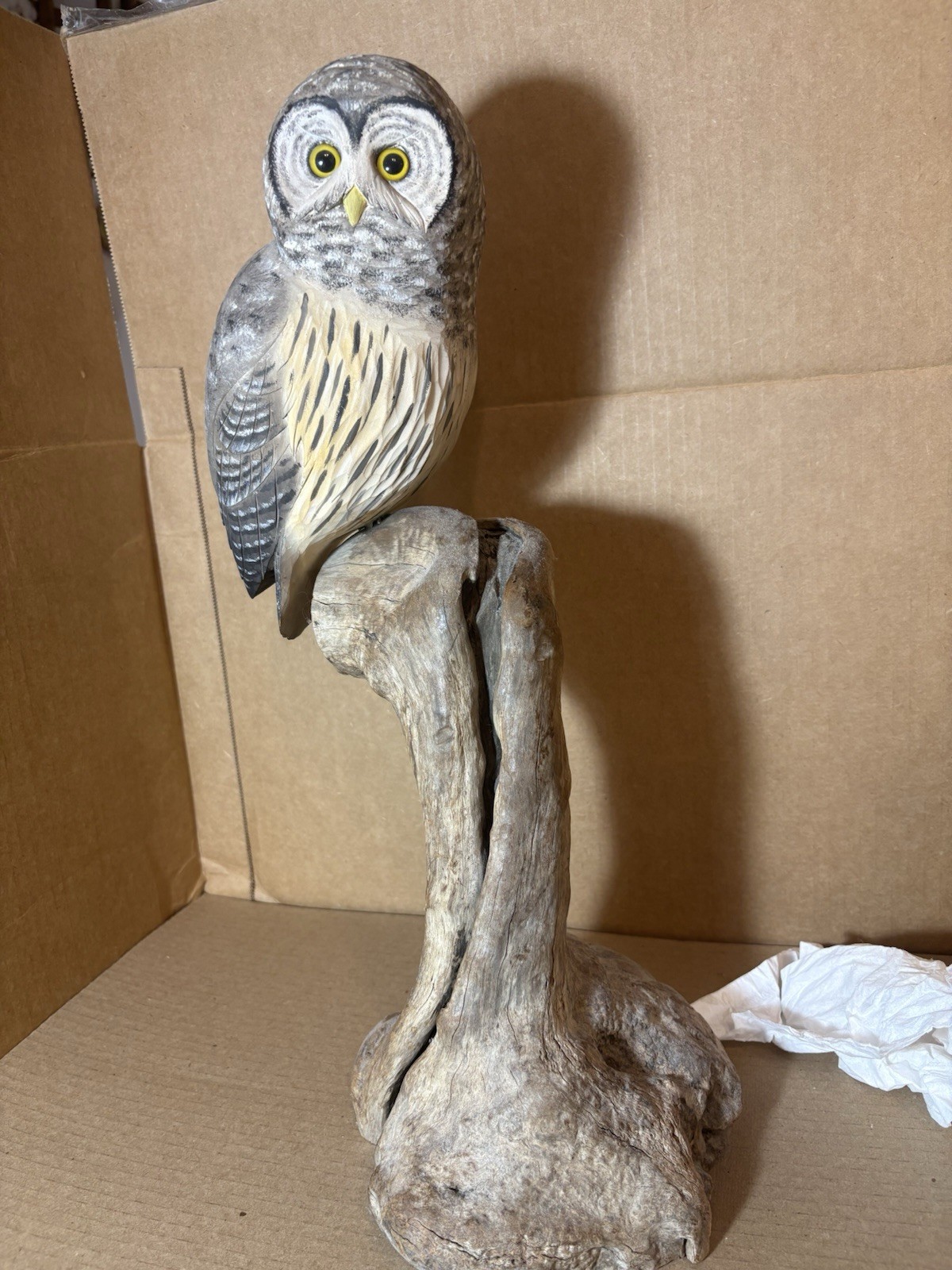 hand carved wooden owl 